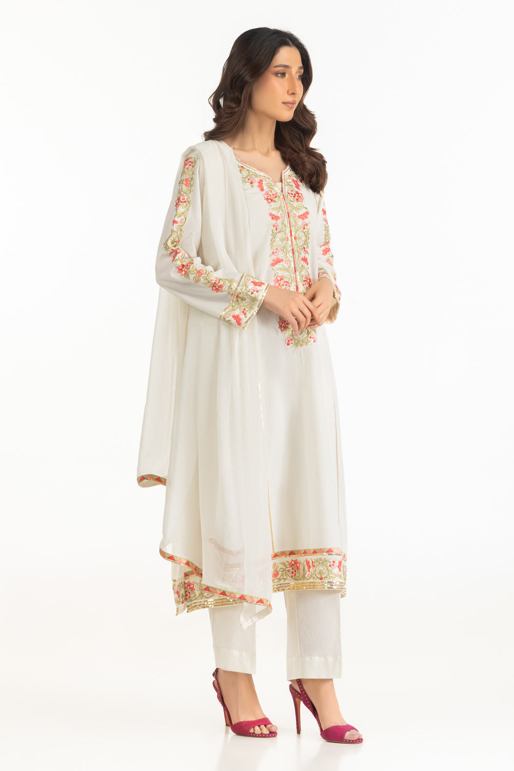 3PC Cambric Embroidered Suit
