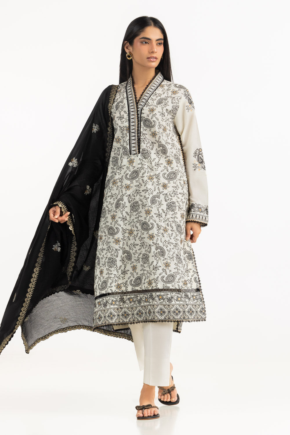 3PC Cambric Embroidered Suit
