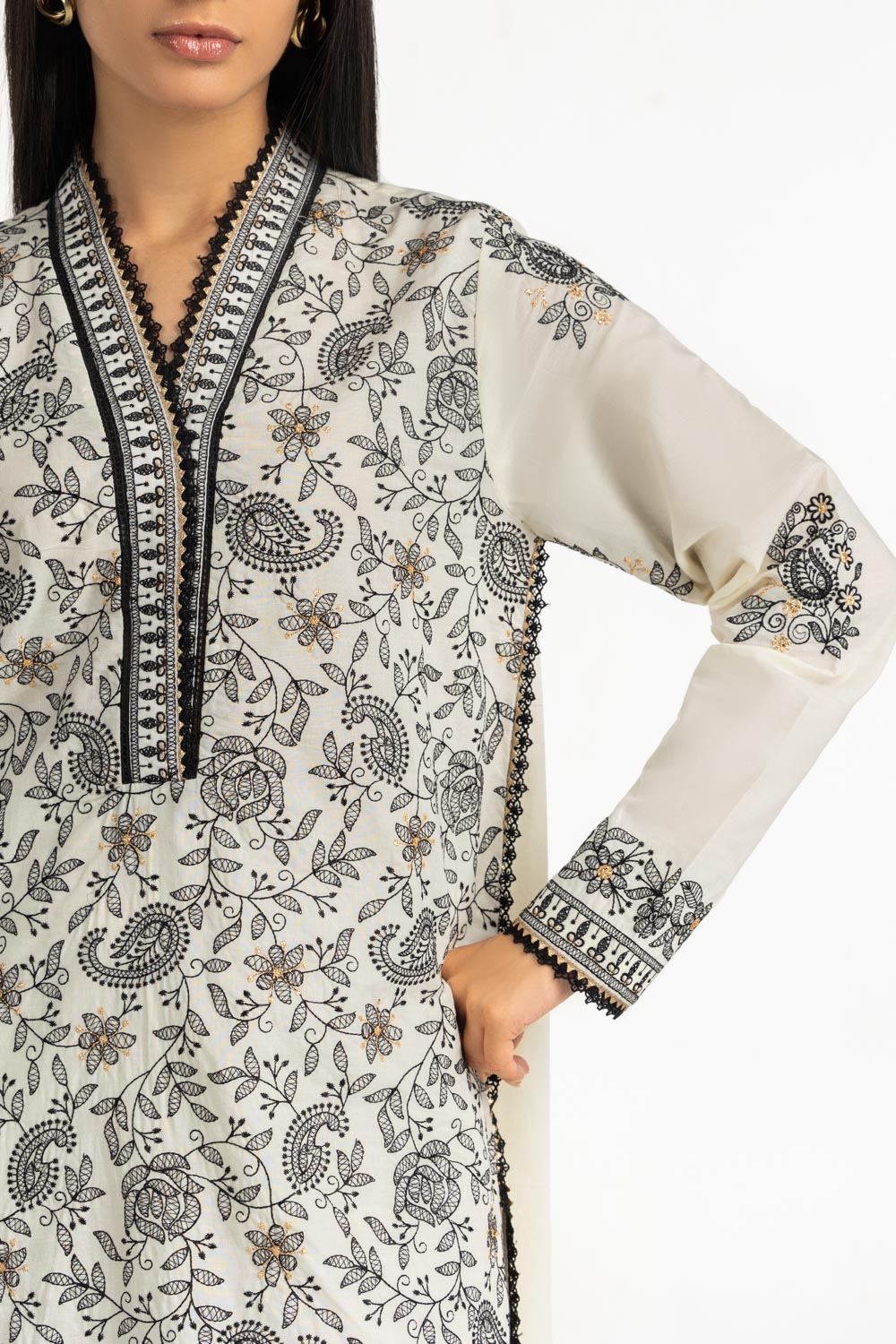 3PC Cambric Embroidered Suit