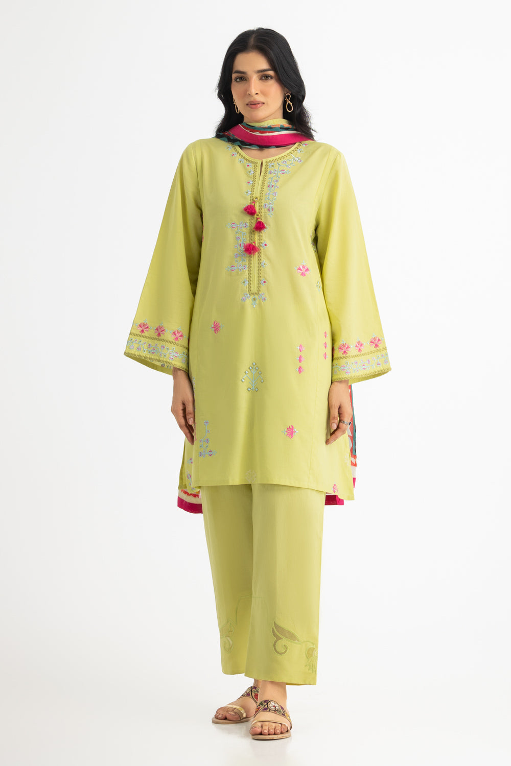 3PC Cambric Embroidered Suit