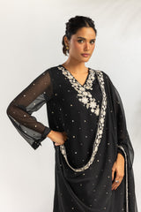 3PC Chiffon Embroidered Suit