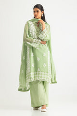 3PC Chiffon Embroidered Suit
