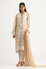 3PC Chiffon Embroidered Suit