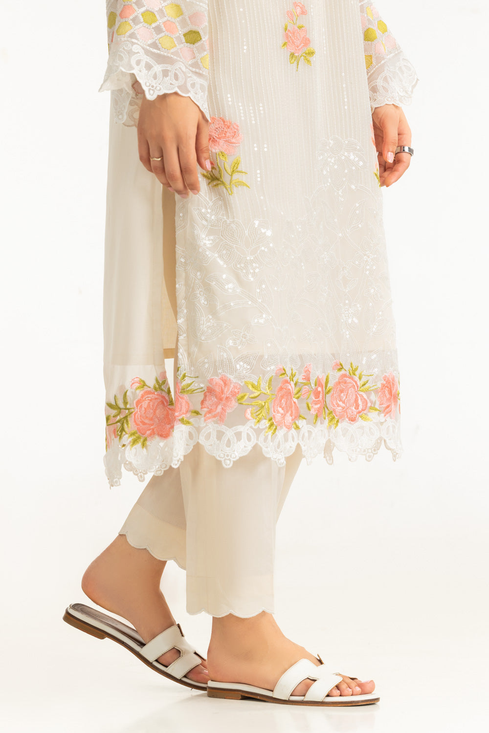 3PC Chiffon Sequins Embroidered Suit