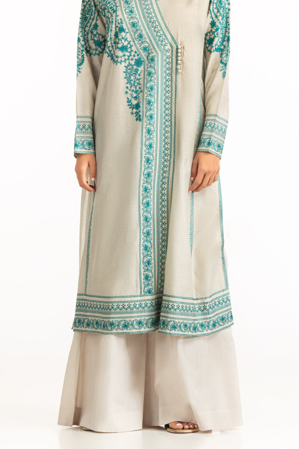 3PC Cotton Net Embroidered Suit