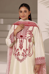 3PC Cotton Net Embroidered Suit