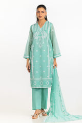 3PC Cotton Net Embroidered Suit