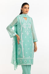 3PC Cotton Net Embroidered Suit