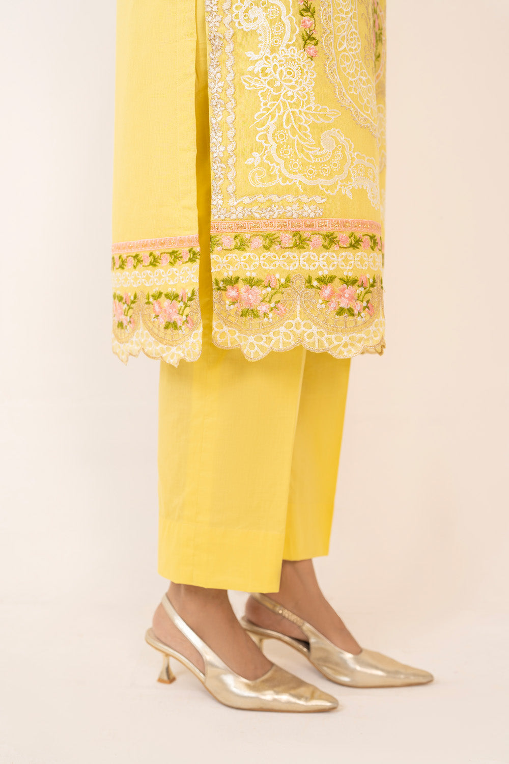 3PC Cotton Net Embroidered Suit
