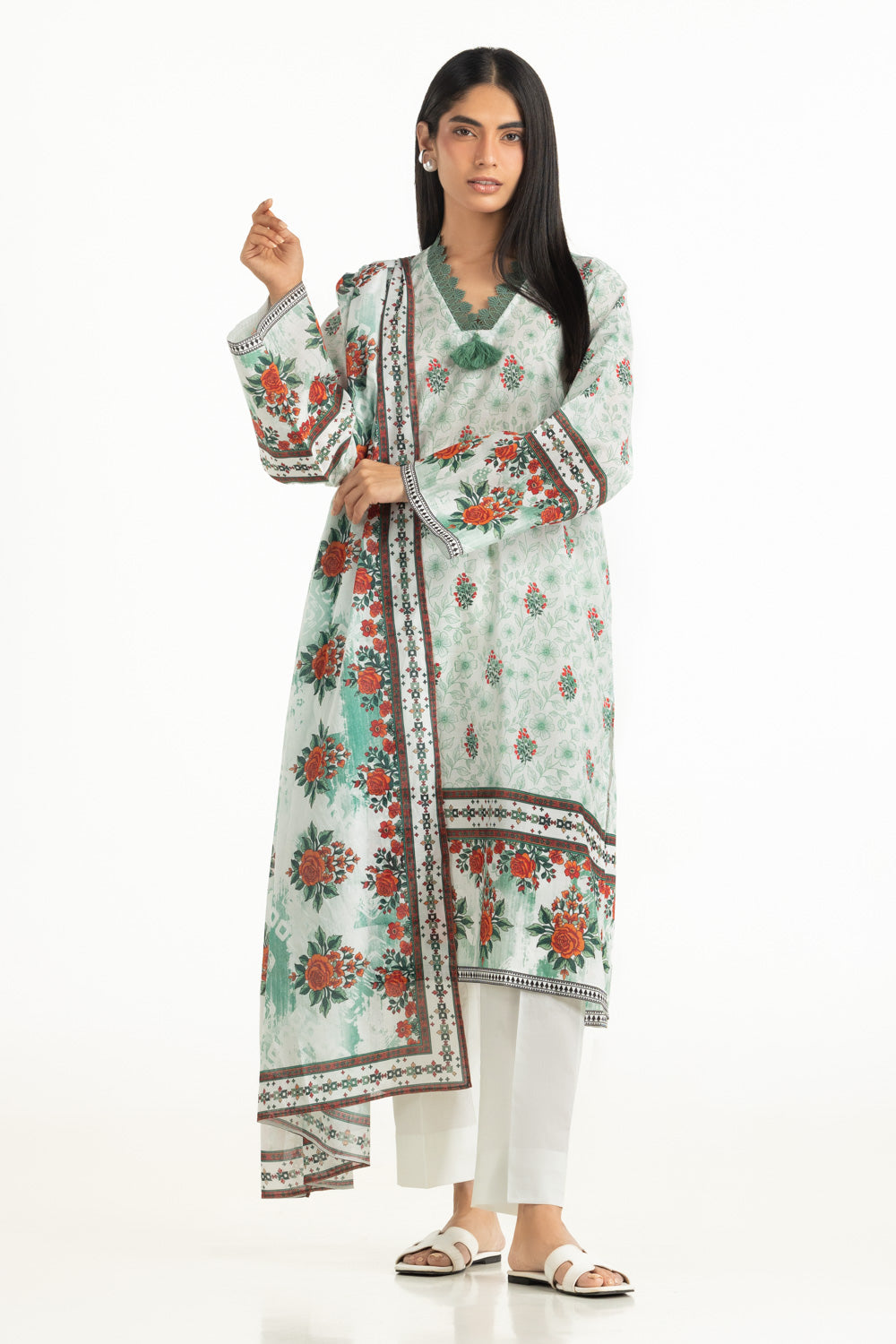 3PC Cross Hatch Printed Suit