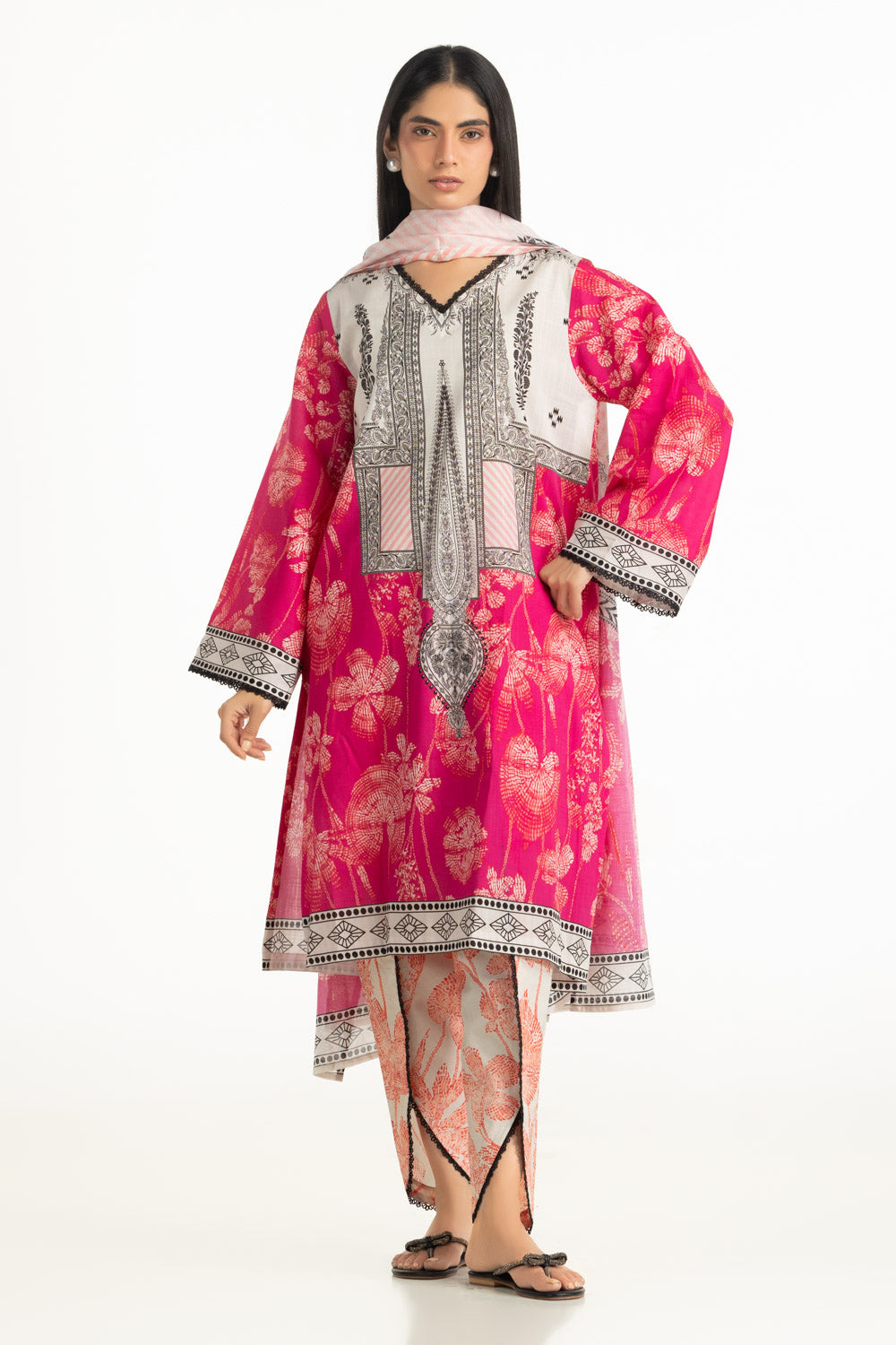 3PC Cross Hatch Printed Suit