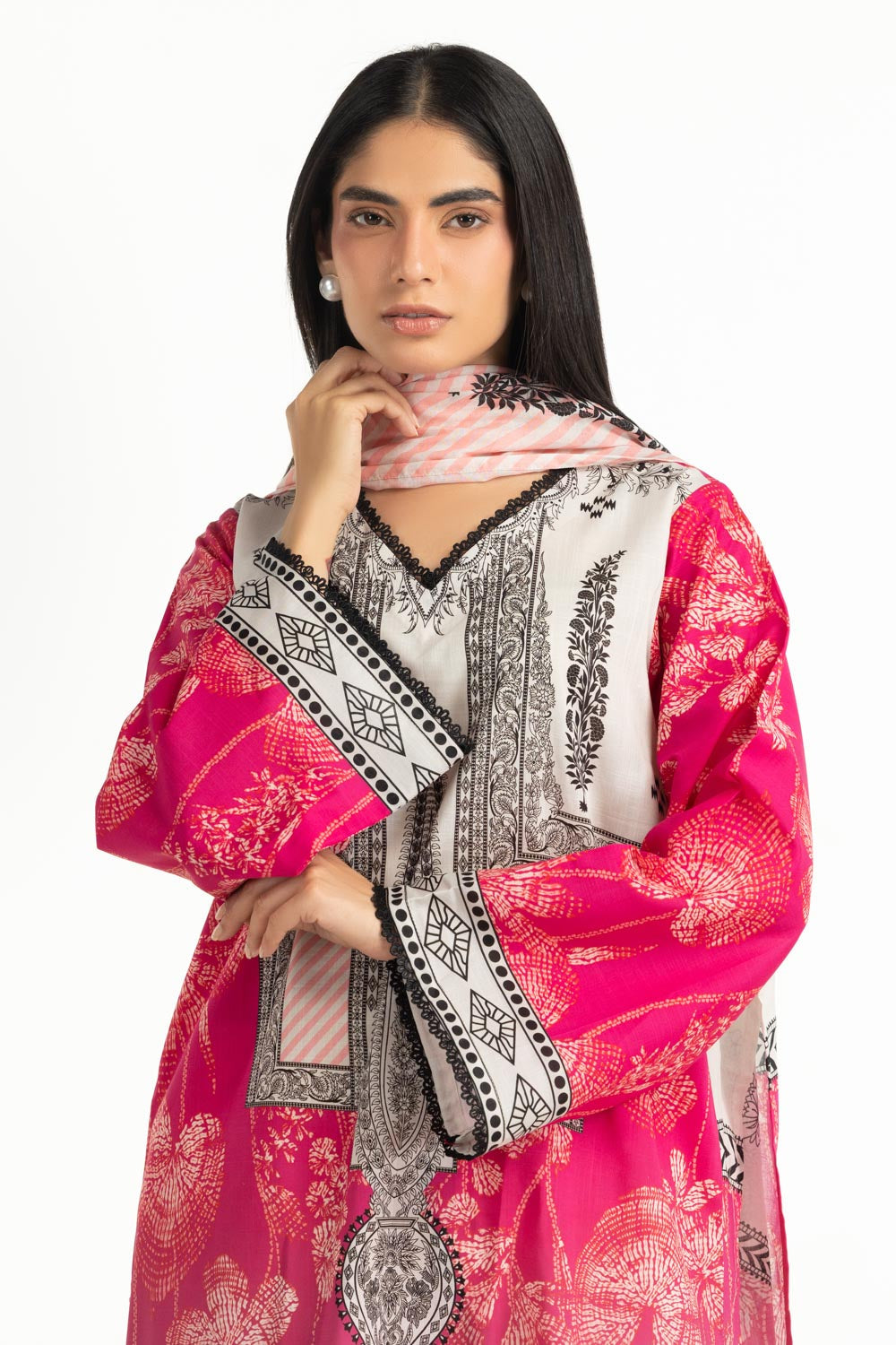 3PC Cross Hatch Printed Suit