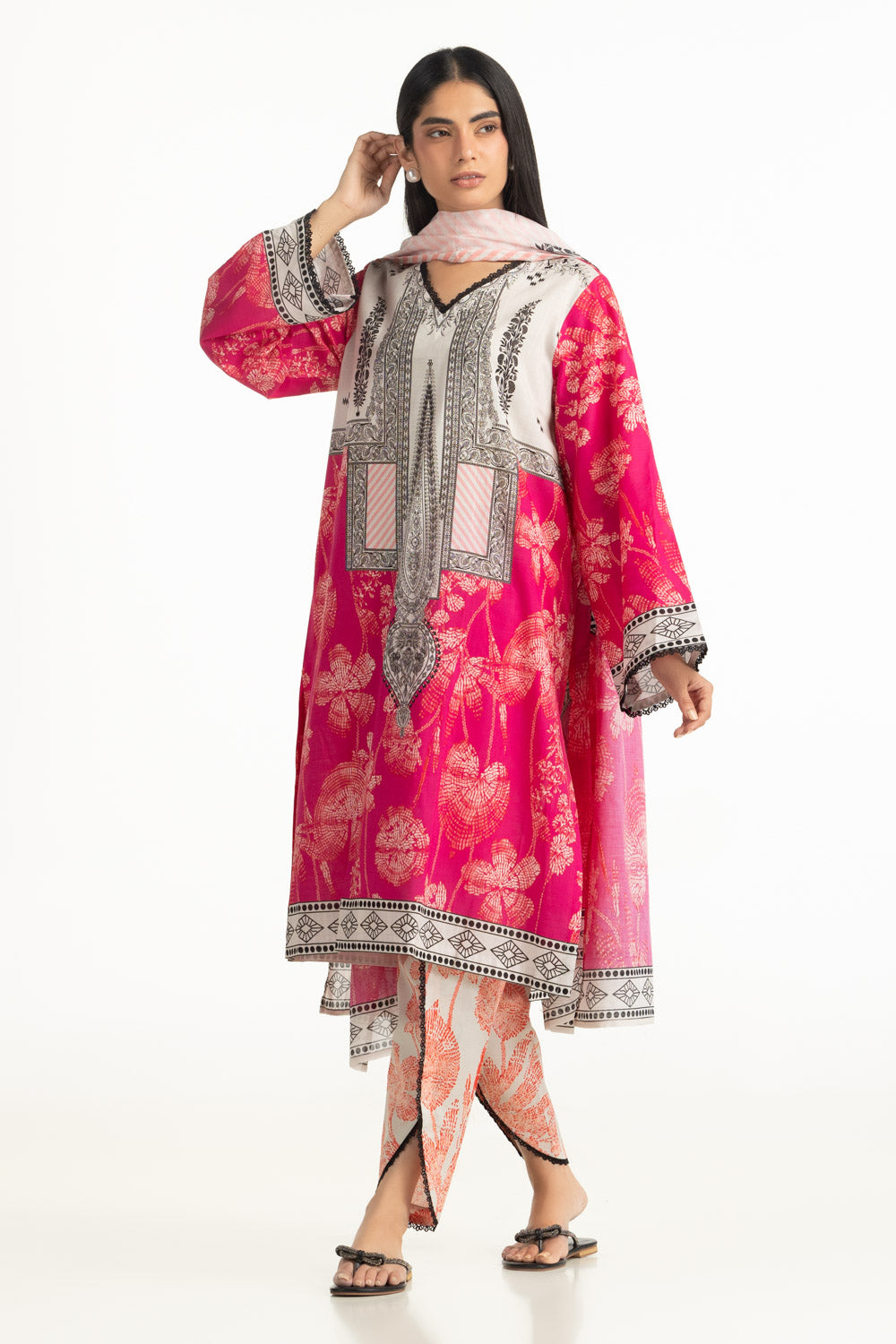 3PC Cross Hatch Printed Suit