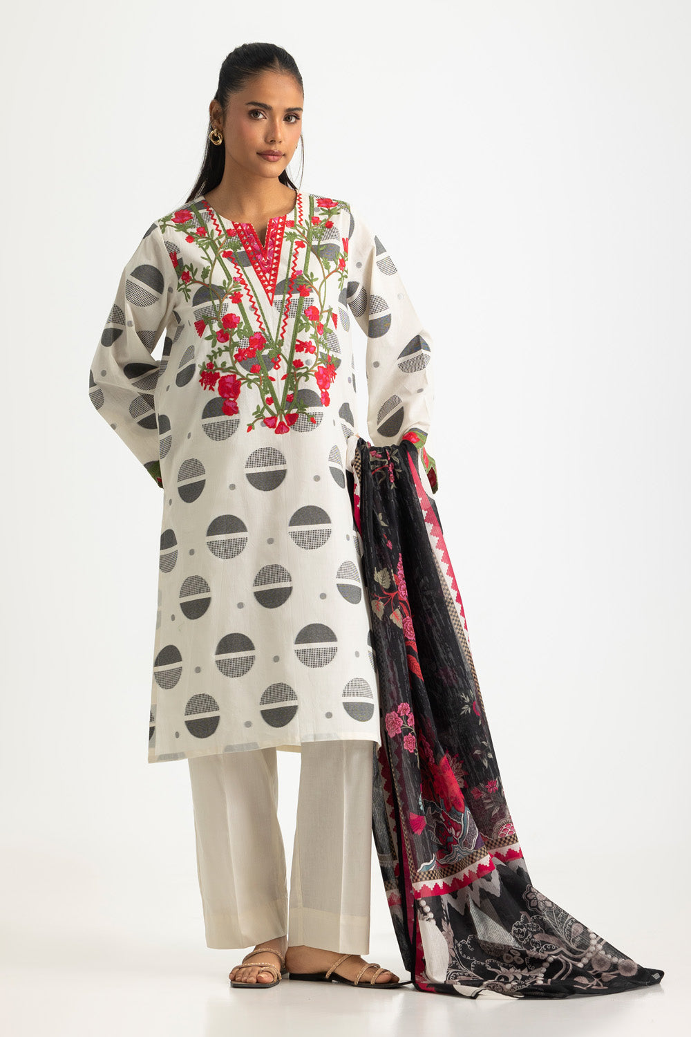 3PC Jacquard Embroidered Suit