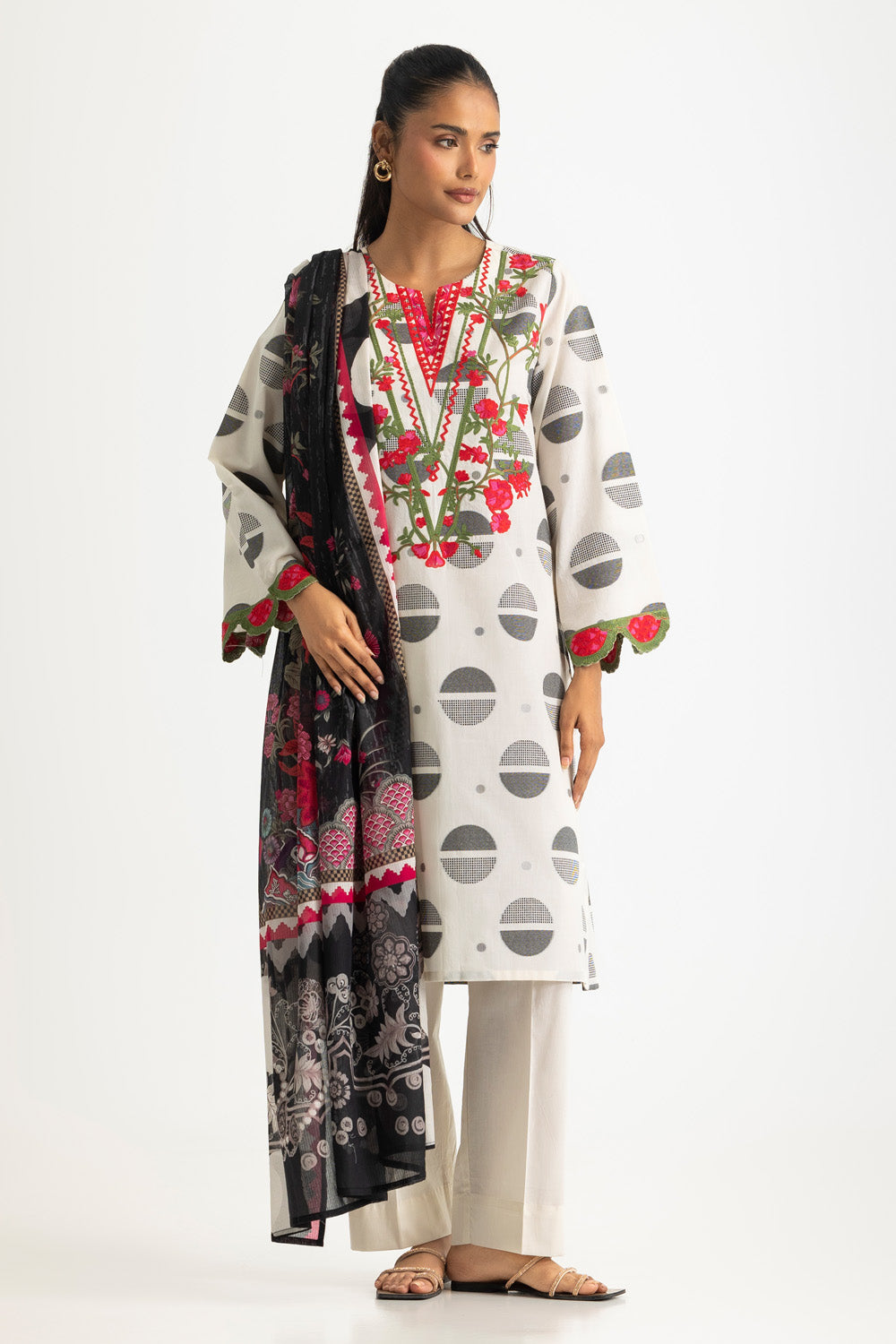 3PC Jacquard Embroidered Suit