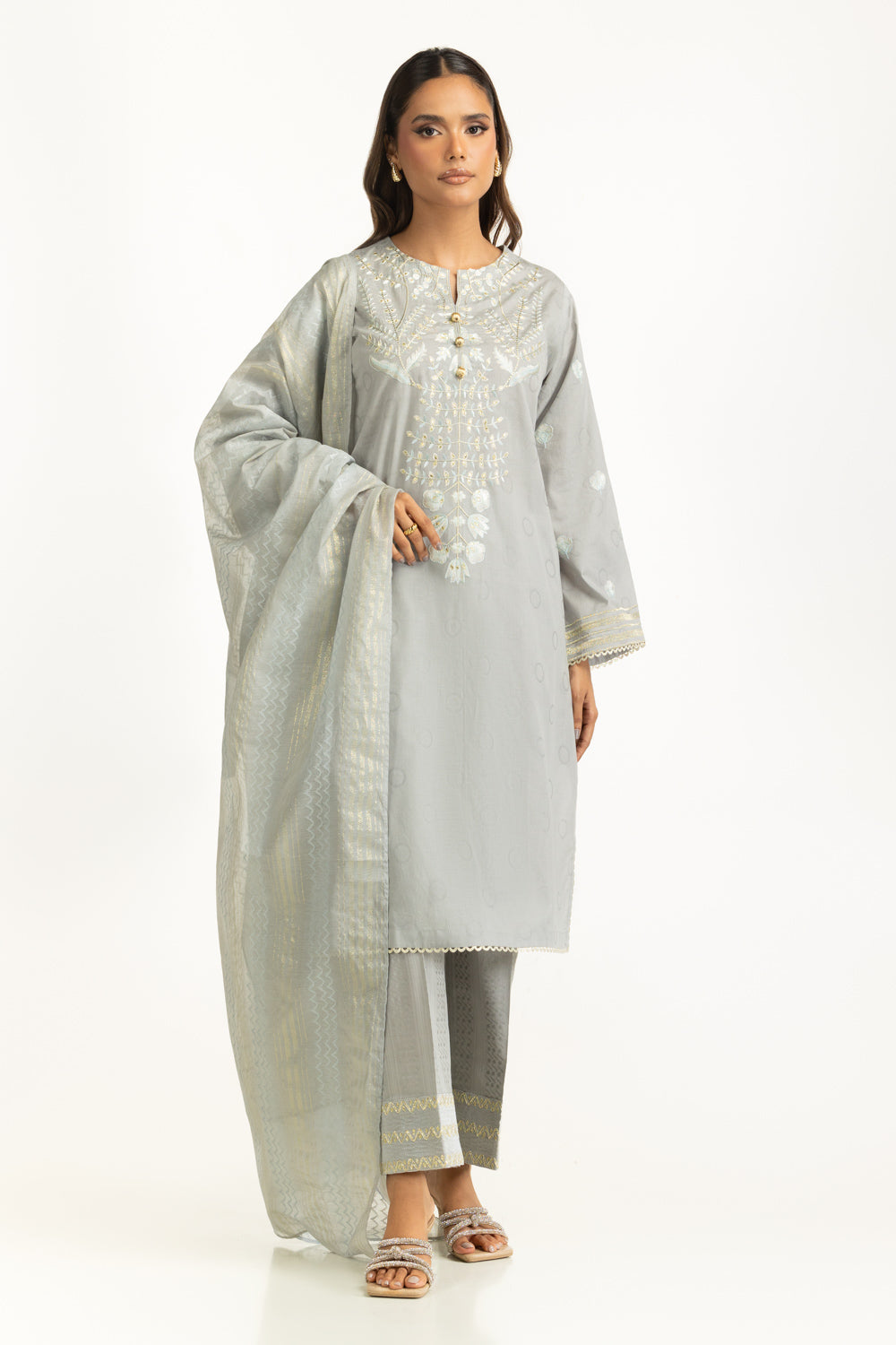 3PC Jacquard Suit With Embroidered