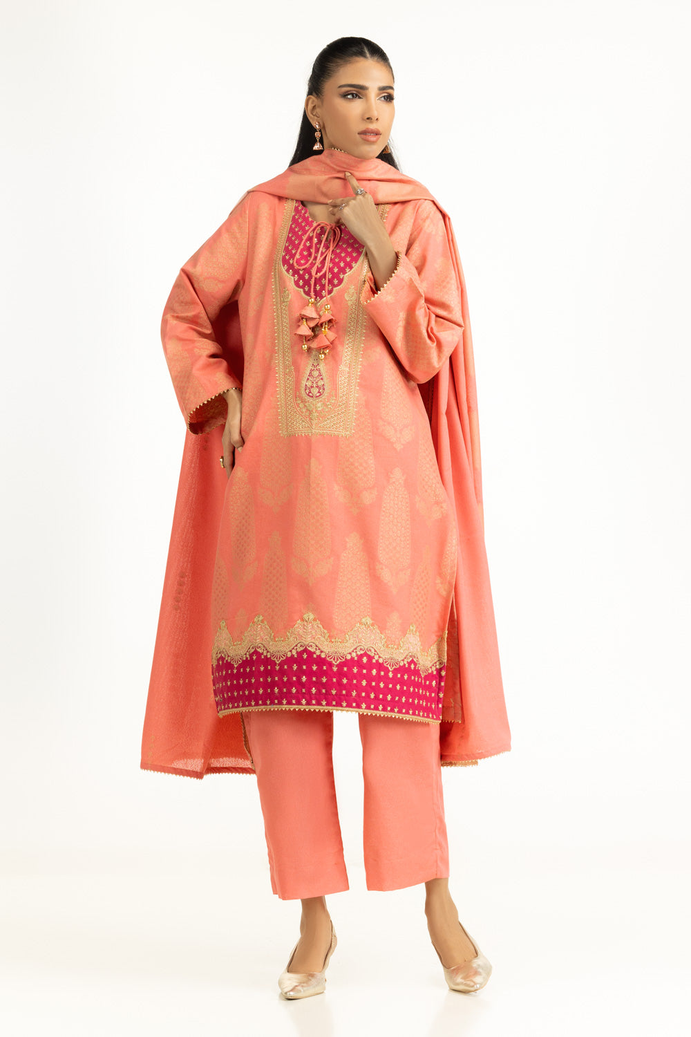 3PC Karandi Jacquard Embroidered Suit