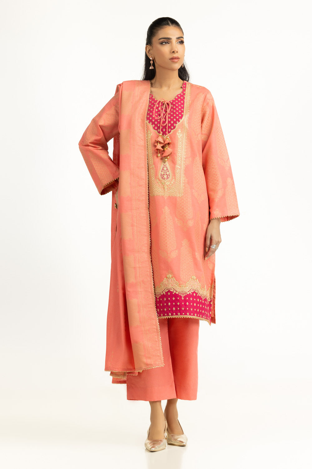 3PC Karandi Jacquard Embroidered Suit