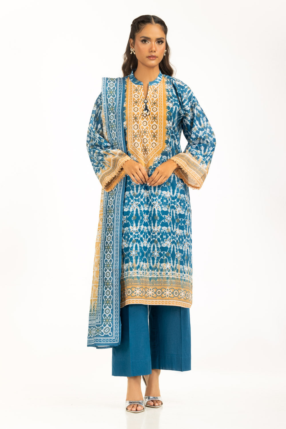 3PC Lacquer Printed Lawn Suit