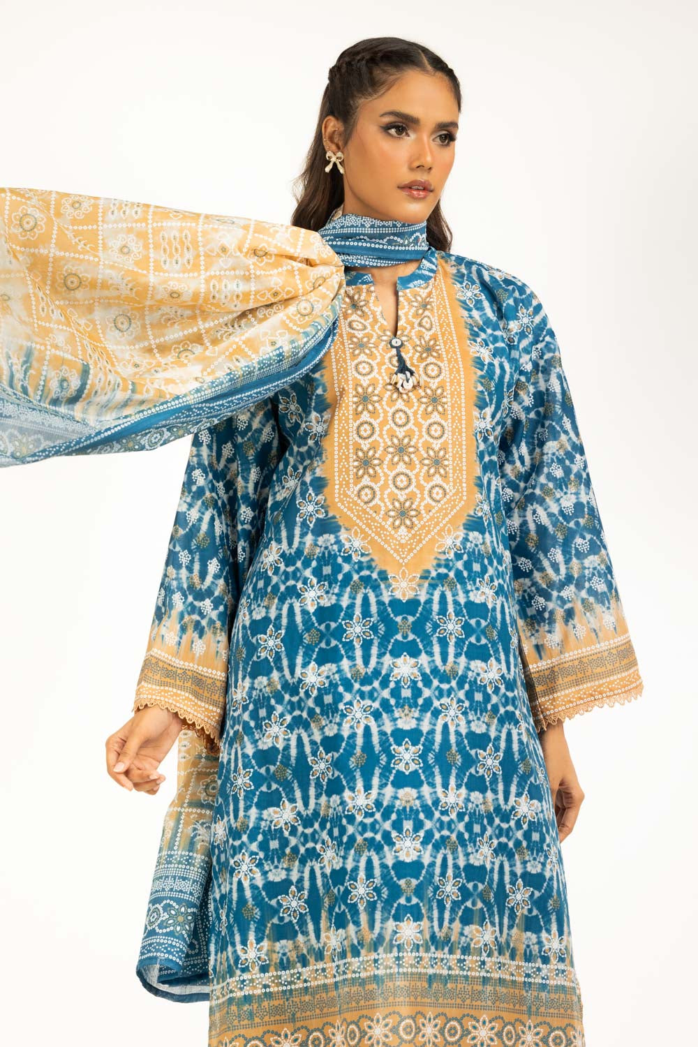 3PC Lacquer Printed Lawn Suit