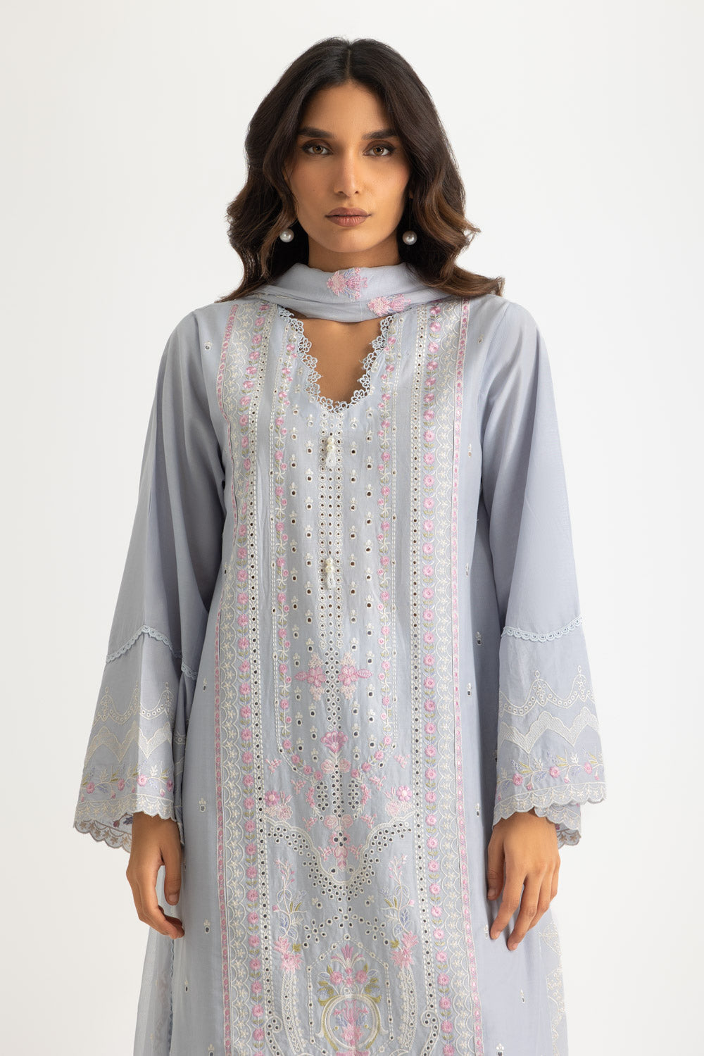 3PC Lawn Embroidered Suit With Chiffon Embroidered Dupatta
