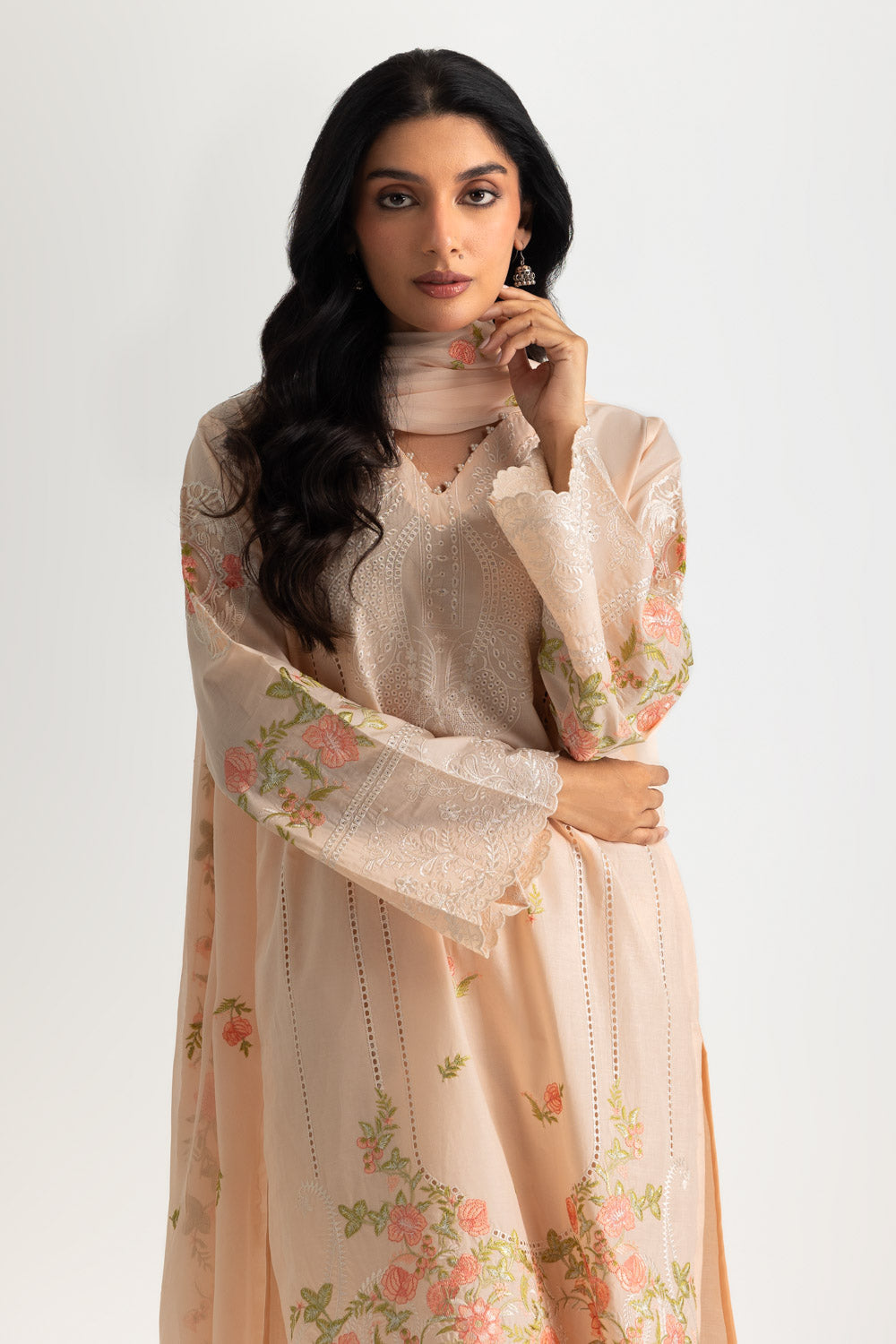 3PC Lawn Embroidered Suit With Chiffon Embroidered Dupatta