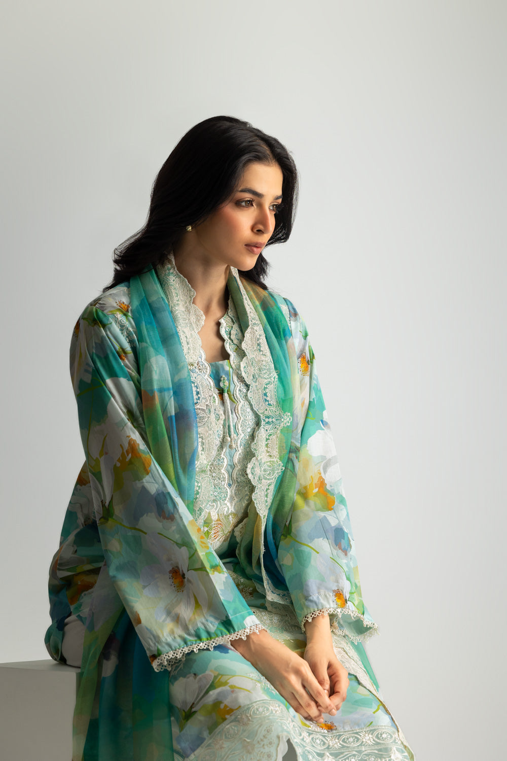 3PC Lawn Embroidered Suit With Paper Cotton Embroidered Dupatta