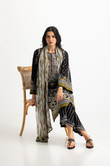 3PC Lawn Embroidered Suit With Printed Chiffon Dupatta