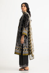 3PC Lawn Embroidered Suit With Printed Chiffon Dupatta