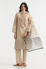 3PC Lawn Embroidered Suit With Printed Chiffon Dupatta
