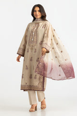 3PC Lawn Glitter Printed Suit With Embroidered
