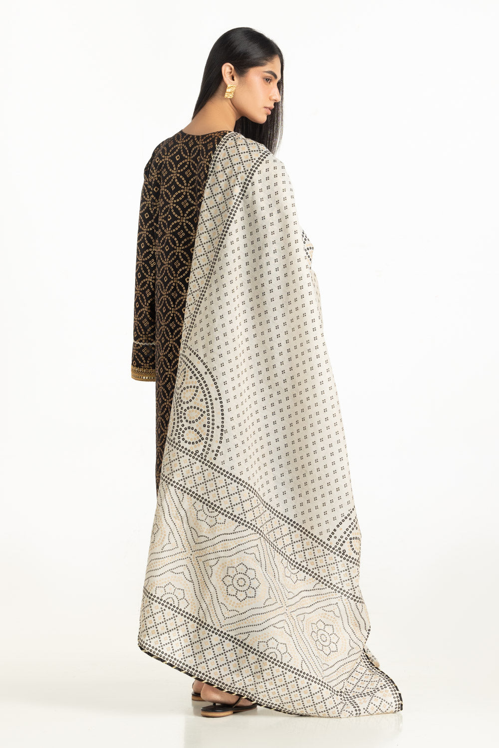 3PC Lawn Gold Printed Suit With Embroidered