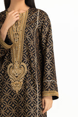 3PC Lawn Gold Printed Suit With Embroidered