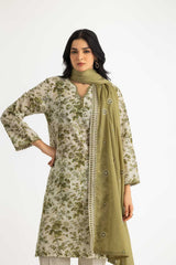 3PC Lawn Printed Suit With Denting Lawn Embroidered  Dupatta
