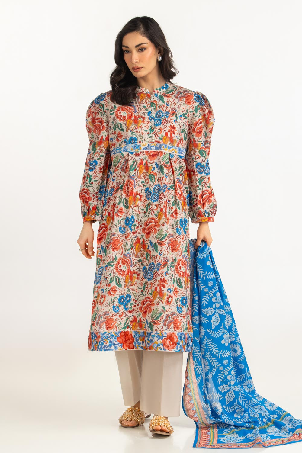 3PC Lawn Printed Suit With Embroidered Border