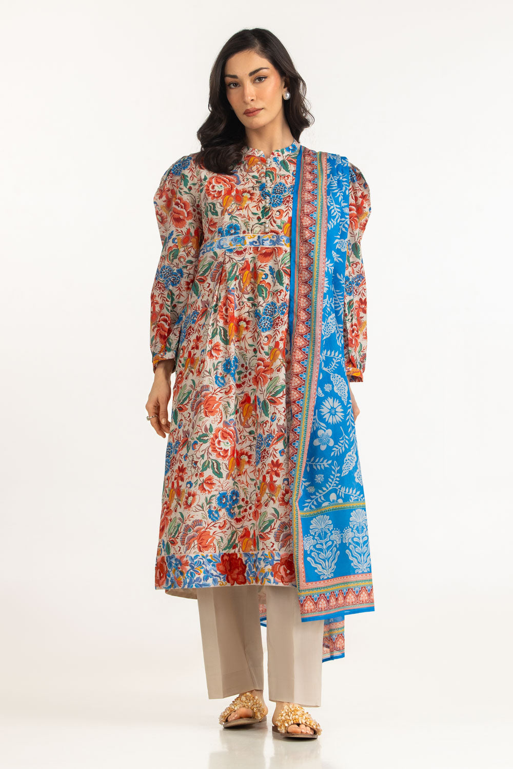 3PC Lawn Printed Suit With Embroidered Border