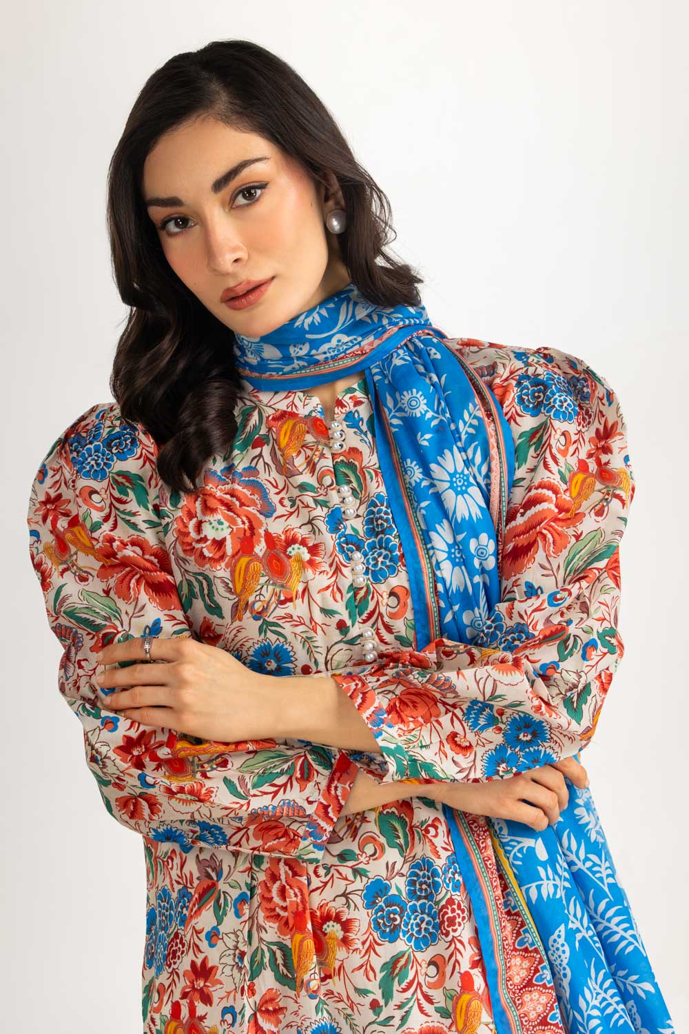 3PC Lawn Printed Suit With Embroidered Border