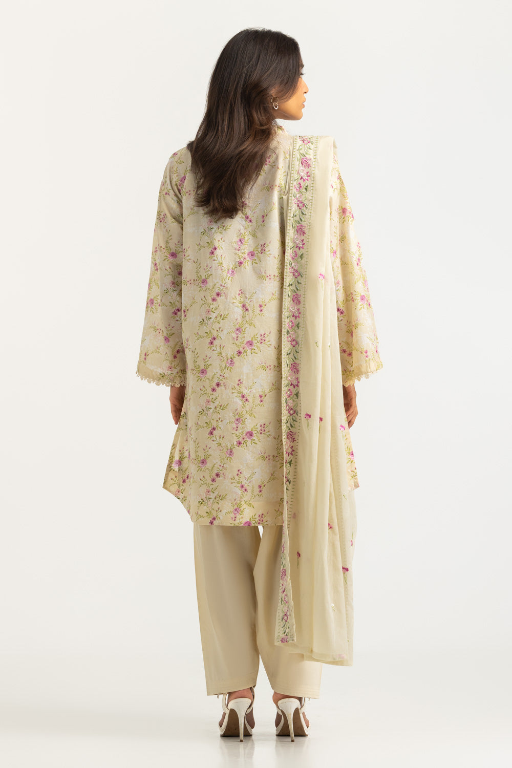 3PC Lawn Printed Suit With Embroidered Dupatta