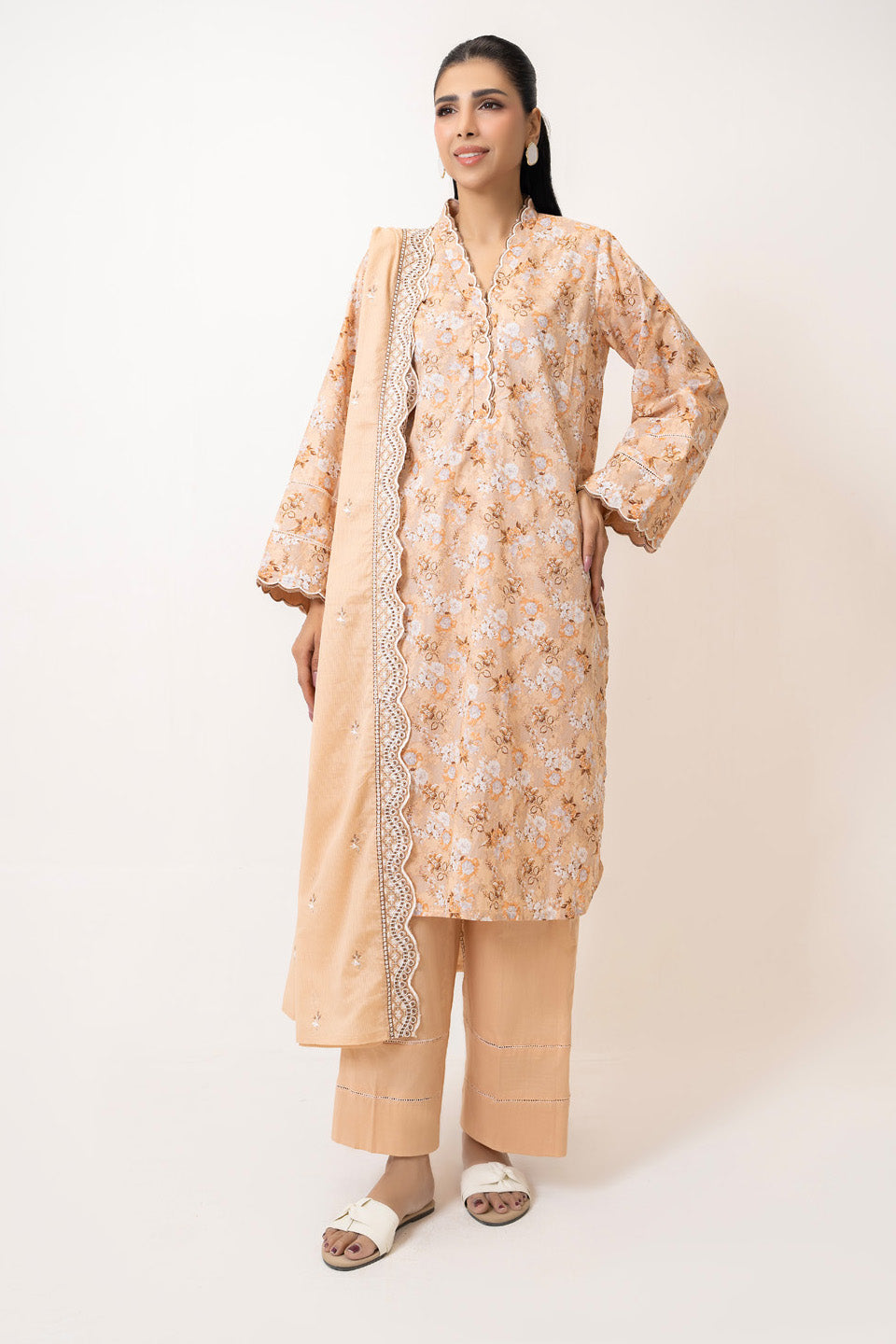 3PC Lawn Printed Suit With Embroidered Dupatta