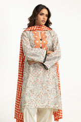 3PC Lawn Printed Suit With Embroidered