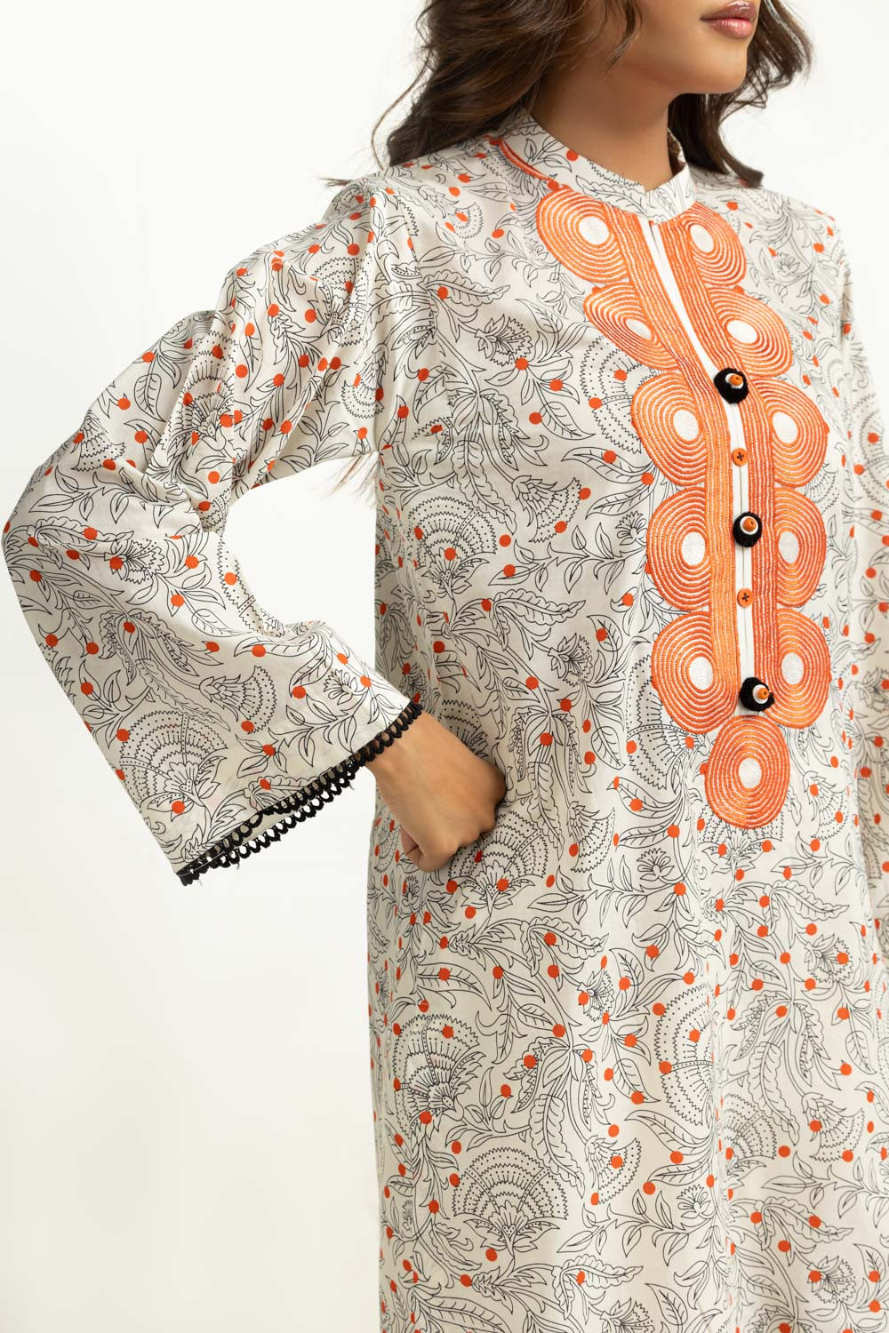 3PC Lawn Printed Suit With Embroidered