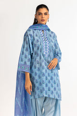 3PC Lawn Printed Suit With Embroidered
