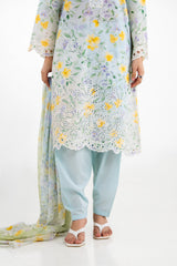 3PC Lawn Printed Suit With Embroidered