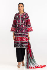 3PC Lawn Printed Suit With Embroidered