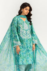 3PC Lawn Printed Suit With Embroidered