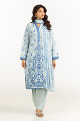 3PC Lawn Printed Suit With Embroidered