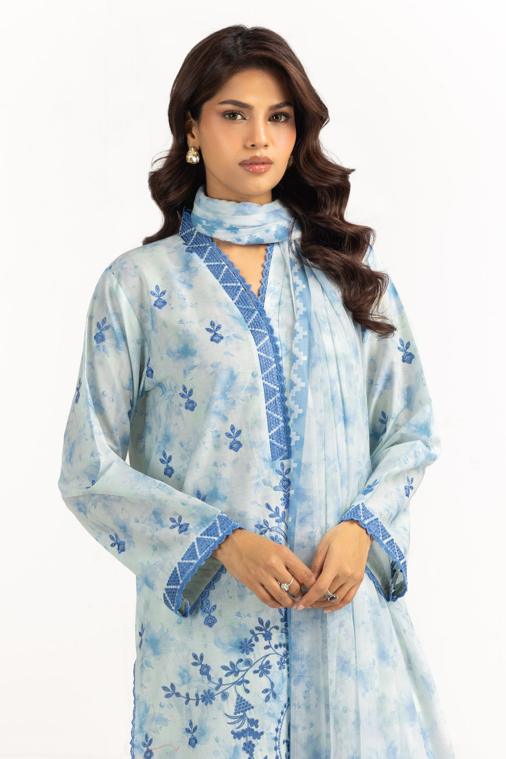 3PC Lawn Printed Suit With Embroidered