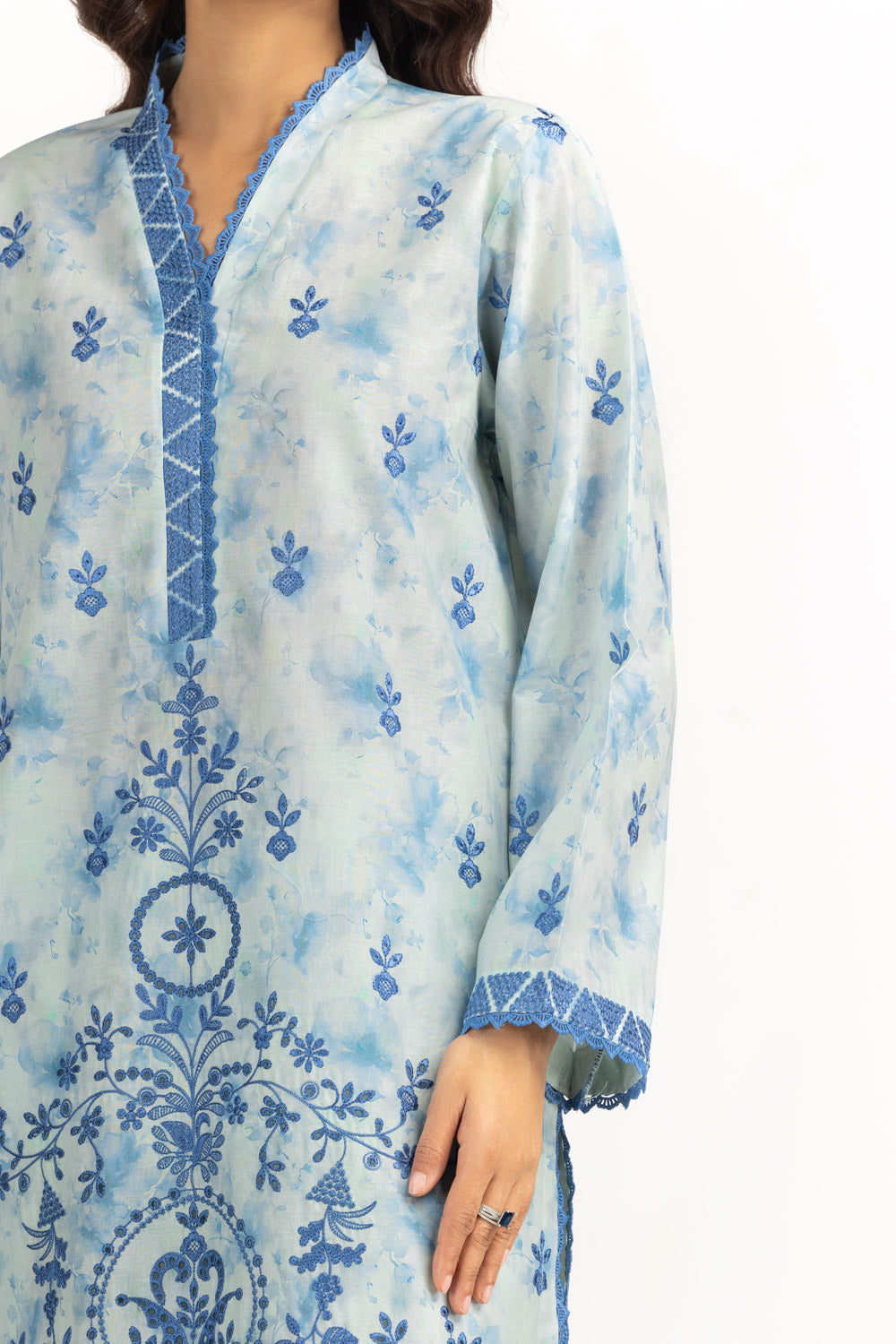 3PC Lawn Printed Suit With Embroidered