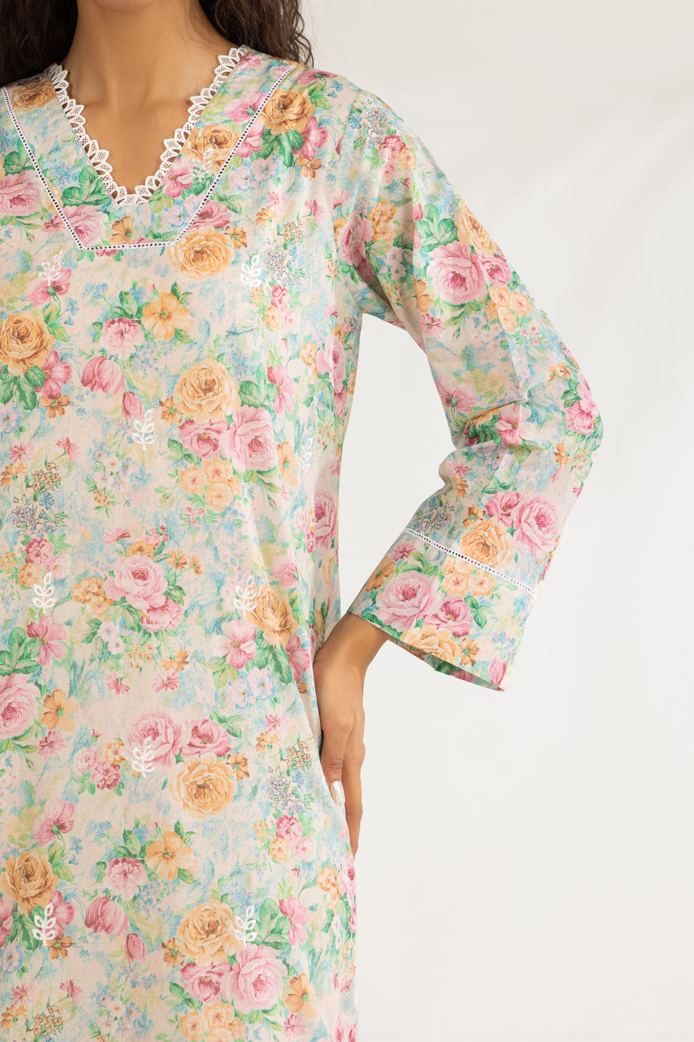 3PC Lawn Printed Suit With Embroidered