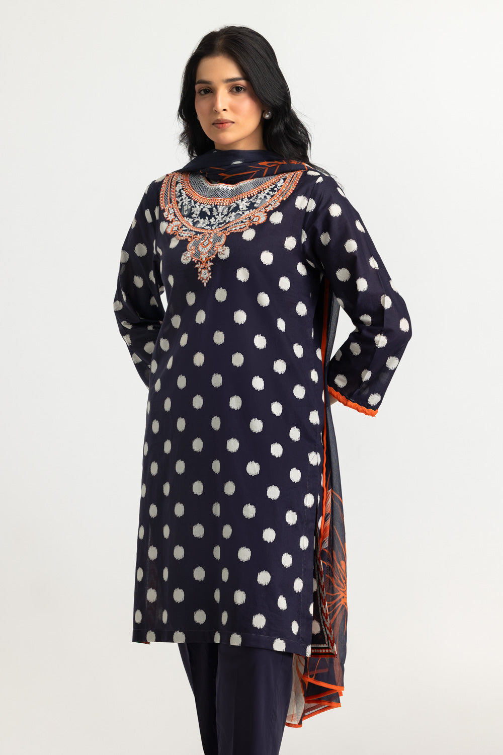 3PC Lawn Printed Suit With Embroidered